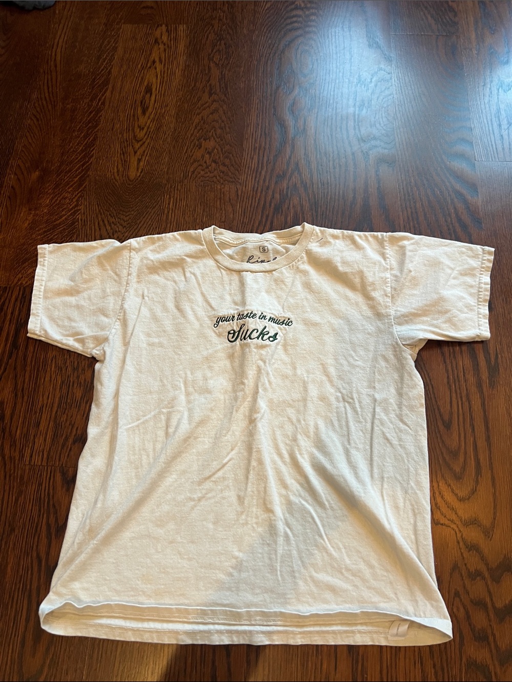 White Short-Sleeve Crewneck Tee with Center Script Logo